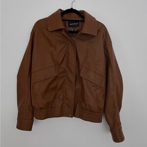 Urban Revivo Brown Faux Leather Bomber Jacket